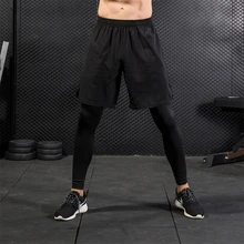 Фитнес обтягивающие леггинсы мужские компрессионные штаны для бега тренировки быстросохнущие высокие эластичные тренировочные штаны пот брюки мужские