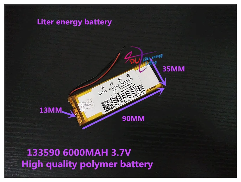 3,7 V 6000mAH 133590 полимерный литий-ионный/литий-ионный аккумулятор для планшетных ПК mp3 mp4 POWER BANK DVR