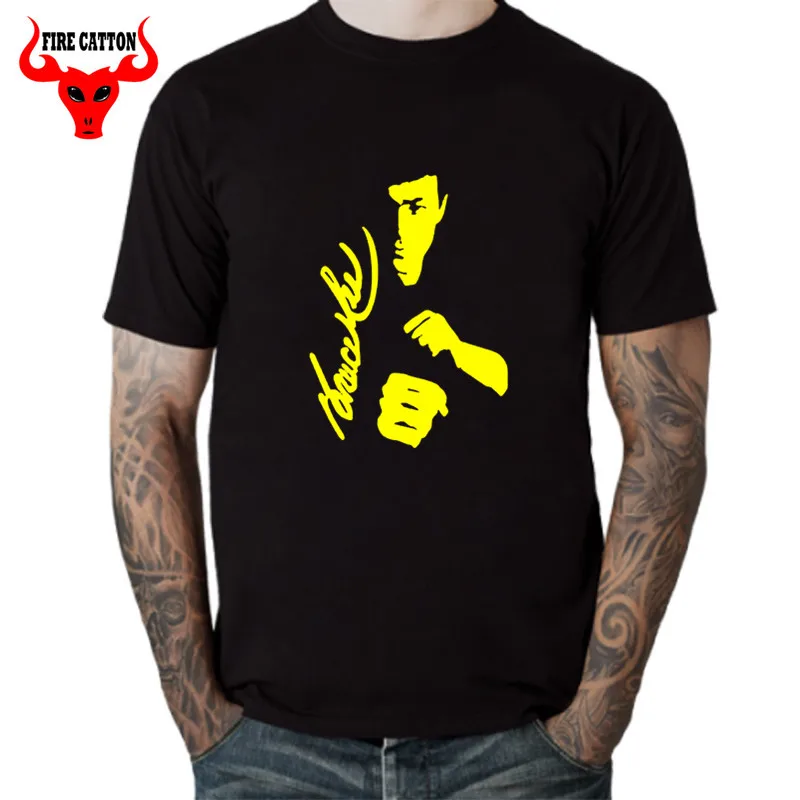 BRUCE LEE DJ T-SHIRT NAVY WASH MENS VINTAGE MARTIAL ARTS GRAPHIC TEE
