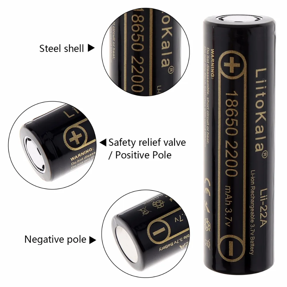 LiitoKala-2pcs-Lii-22A-18650-2200mAh-3-7V-Rechargeable-Li-ion-Battery-with-Safety-Relief-Valve