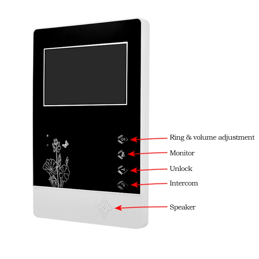 4,3 дюймов цветной TFT-LCD видеодомофон внутренний монитор дисплей видео дверной звонок Система без наружного блока камера HD картинка разблокировка