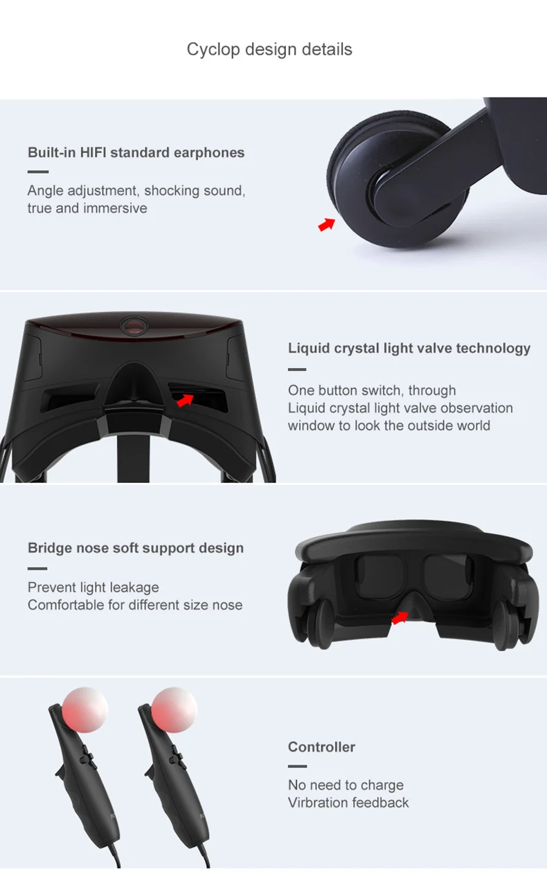 ANTVR VR гарнитура 2K Виртуальная реальность 3D очки для ПК работа с SteamVR Cyclop 5," двойной OLED шлем Виртуальная PC очки
