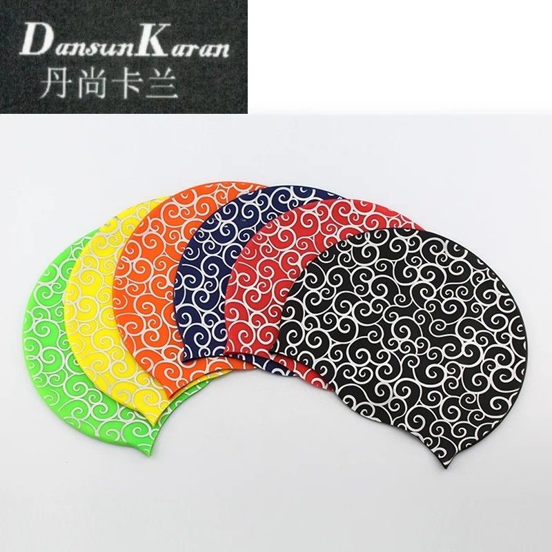 

2 PCS 2019 Adult silicone swimming cap men and women's swimming cap protective hair printed swimming cap wholesale price