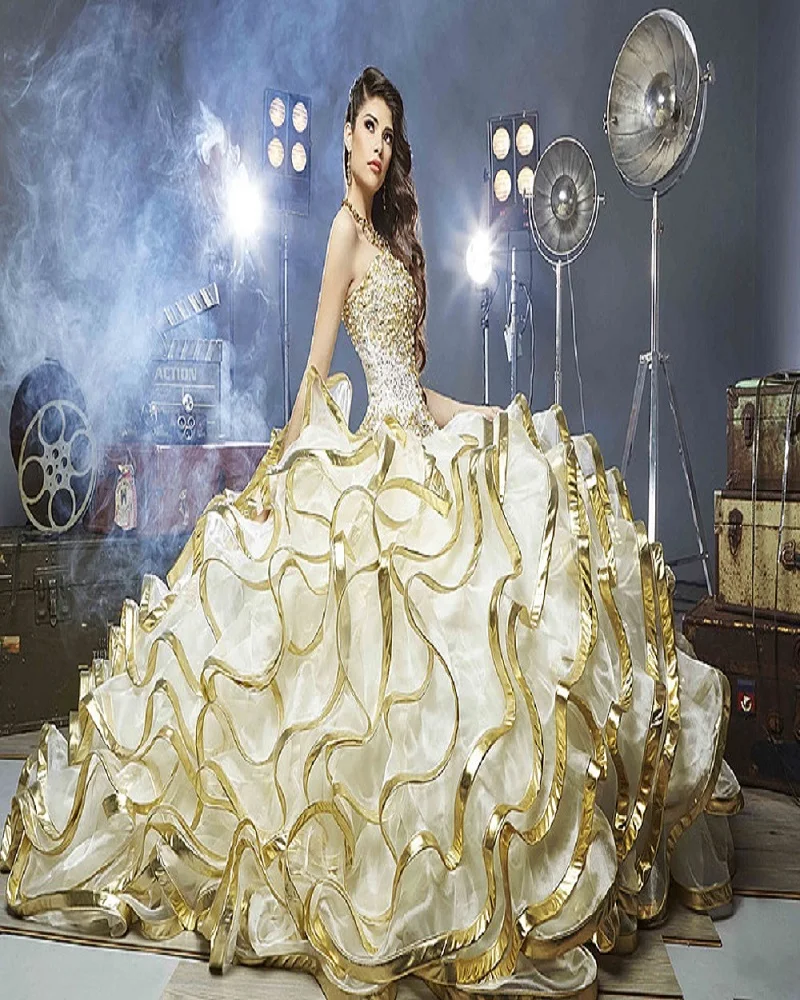 Vestidos de 15 anos Long Train Quinceanera Dresses Sweetheart Silvery