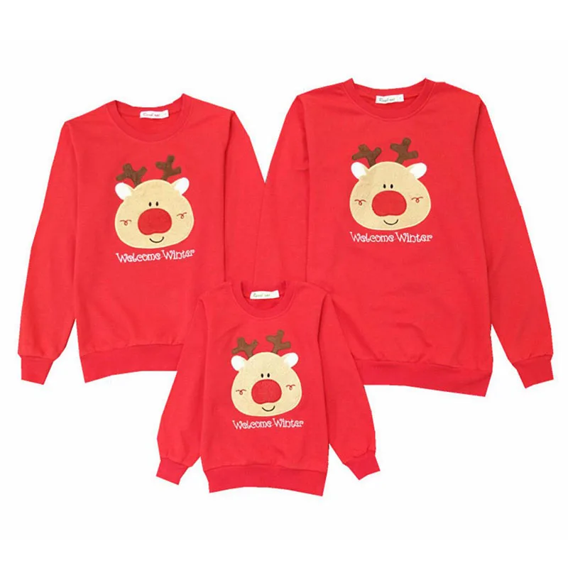 

Family Matching Outfits 2019 Christmas Deer Cotton Father Kid shirt Mother Daughter Clothes Family Clothing Mommy and Me Clothes