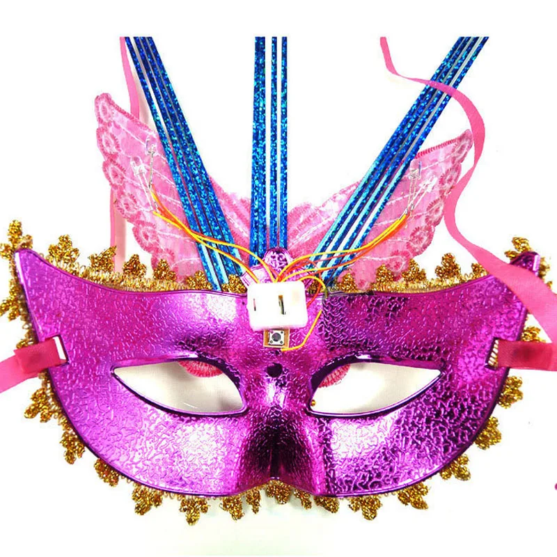 Женские светодиодный свет, мигающий свет маска-бабочка Venetian Мард Гра маскарад маски вечерние свадебные фестиваль Косплэй костюм