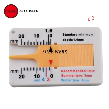 

2pcs Plastic Car Tyre Tire Tread Depth Gauge Caliper Indicator Monitor Measurement Car Motorcycle Tire Repair Tool Accessories