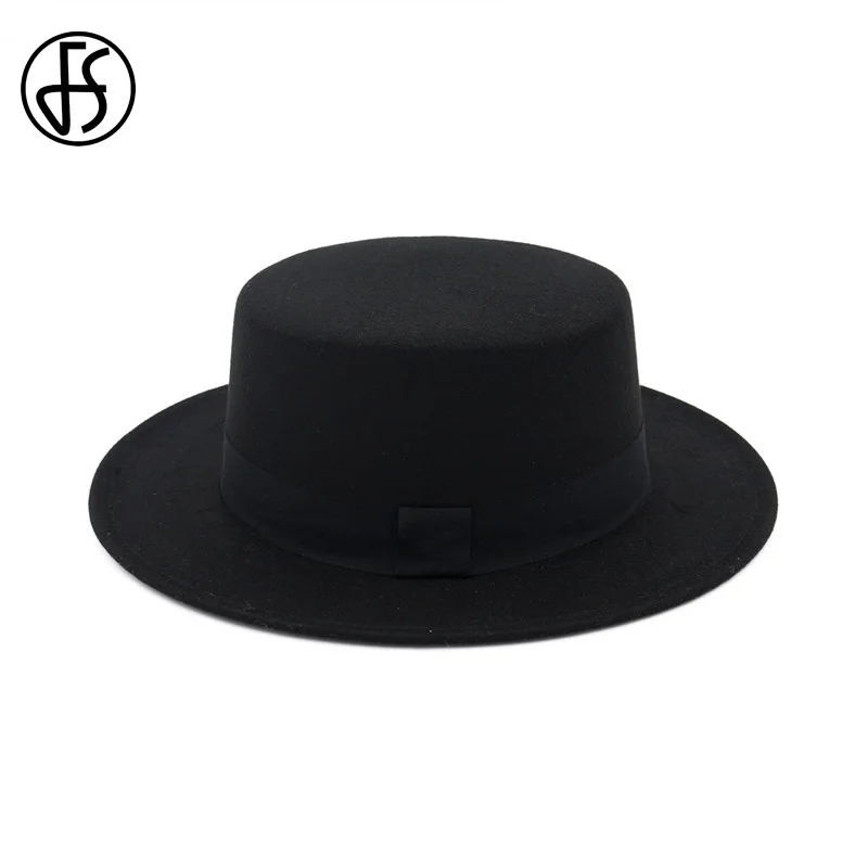 Musim Dingin Hitam Wol Fedora Topi 