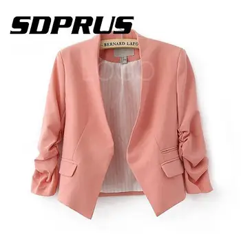 

Clearance Sales Fashion Korea Style Ladies Solid Slim Fold Sleeve Suit Coat Jacket
