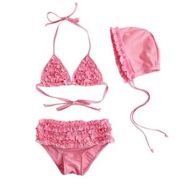 2016 Nuevo estilo 2 7 años Niñas bañadores niños Pink bikini set para