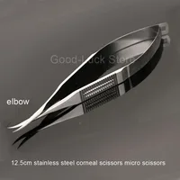 Fine 12cm stainless steel elbow corneal scissors micro scissors 1