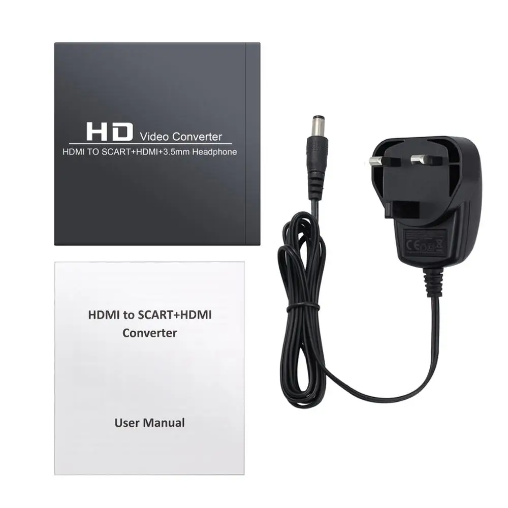 PROZOR HDMI TO HDMI Adaptor HDMI TO SCART Converter L R stereo audio signal Adapter with 3 5mm Headphone and Power Adapter