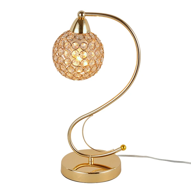 Modern Golden S Shape Crystal Table Lamps Luxury Steel Ball Modern Golden S Shape Crystal Table Lamps Luxury Steel Ball Bedroom Beside Light