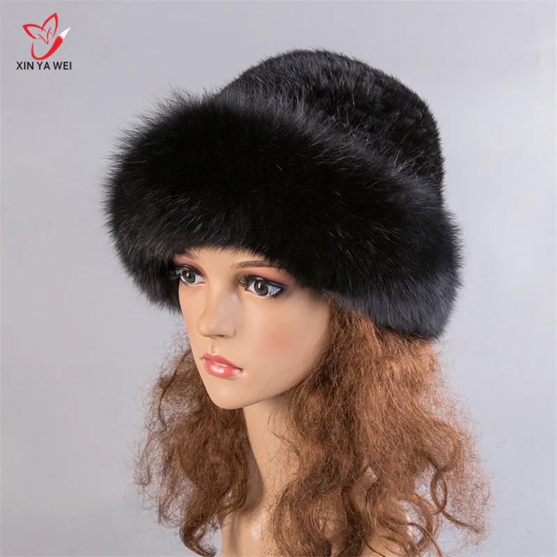 Лидер продаж 2019 корейский сплошной реального норки Лисий Мех Hat вязанные шапка