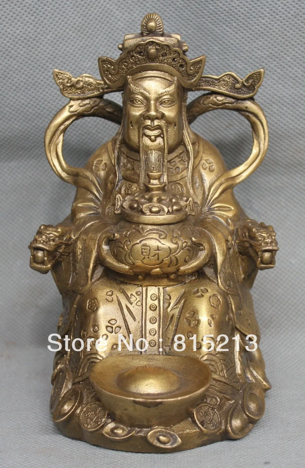 

wang 000104 8" Chinese Fengshui Pure Brass treasure bowl Mammon Money Wealth God Statue