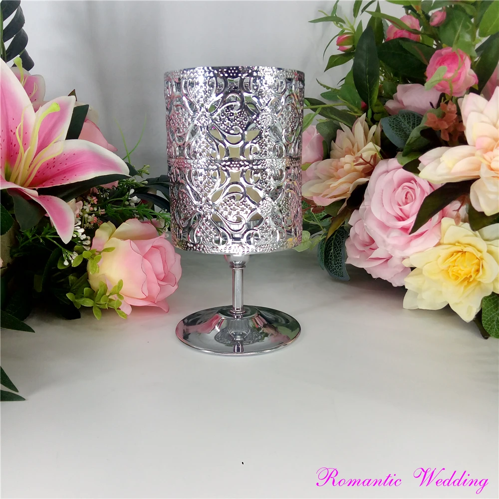10pcs/lot Candle Holders Silver Metal Vase Stand Wedding Party