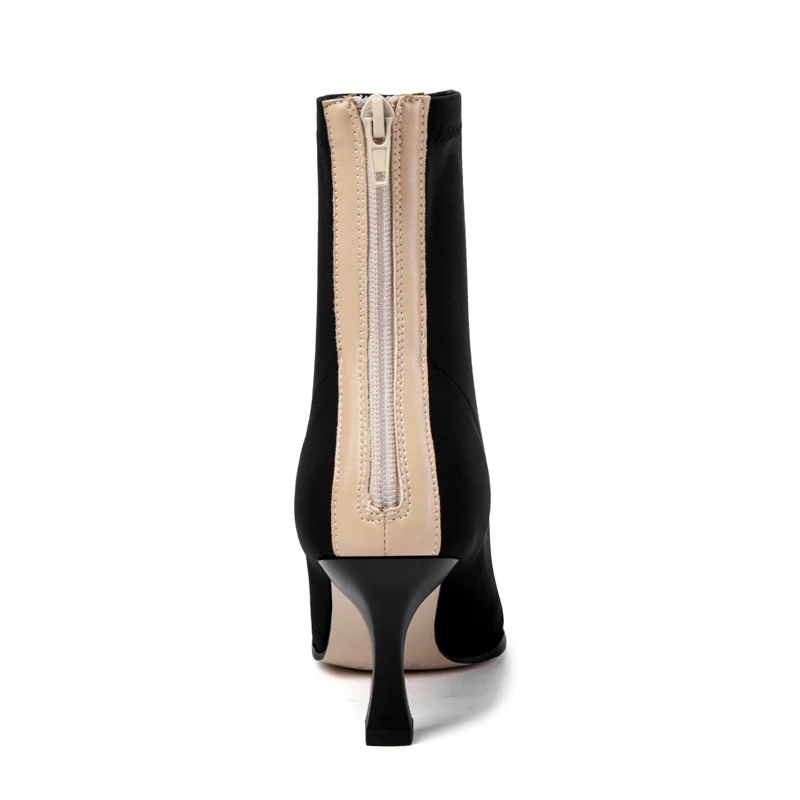 Aphixta/женские эластичные носки; ботинки в стиле пэчворк; женские ботильоны с острым носком; обувь из водонепроницаемого материала на тонком высоком каблуке; женские ботинки на молнии
