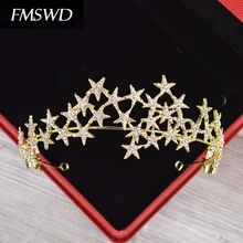 Звезда Корона из розового золота Свадебная Мода Стразы Золото Серебро головной убор богиня путешествия фотография оголовье аксессуары для волос