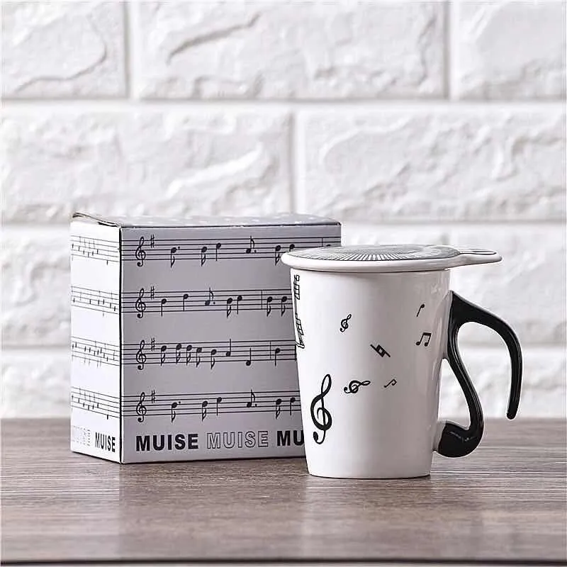 300 мл креативная керамическая кружка пианино музыкальная нотка кофейные кружки фарфорная чашка для чая дорожная чашка для молока кружка для питья кофейная чашка - Цвет: D