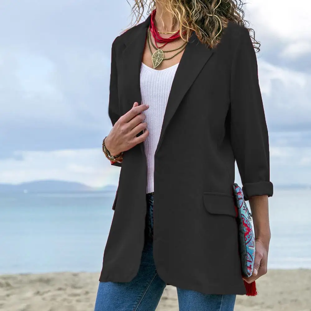MISSKY тонкий пиджаки для женщин для осенний костюм куртка Женский работы офисный костюм для дам черный ни кнопки бизнес Блейзер с вырезом