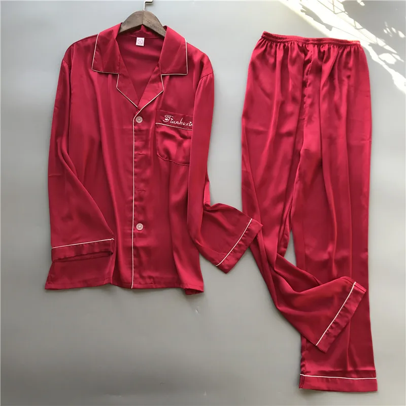 Smmoloa большой мужской женский пижамный комплект шелковые парные пижамы - Цвет: Красный
