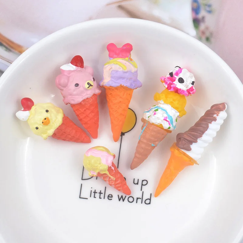 

3D Simulation Ceramic Ice Cream Lizun Lightweight Clay Charms for Clay for Slimes Cream Phone Shell Earrings Resin Accessories