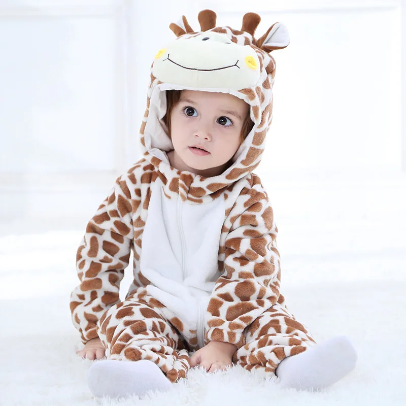 Kids Animal Pajama Onesie Pyjamas Yellow Tiger Cos Costume Hooded Pijama Flannel Full Sleepwear best nightgowns