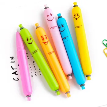 

60pcs/lot creative Cartoon ham Sausage Ballpoint Pen School Stationery Pen Kids Children Birthday Party promotion gift black ink