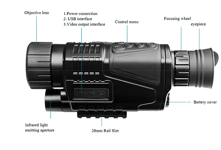 Alcance com Câmera Monocular de Visão 5x40 de Longo Âmbito Noturna Infravermelha Digital Infravermelho Caça Telescópio Embutida 5 da visão noturna de digitas 5x40 de