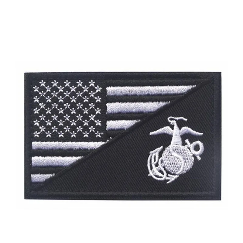 Американский Значок-флажок+ уплотнения с вышивкой, армейские тактические военные 3D тканевые значки для вышивки 8*5 см - Цвет: A