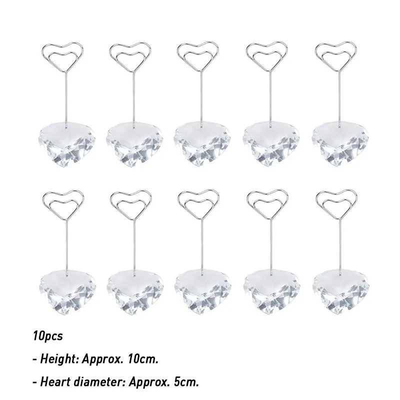 12 Pcs Rose Gold Heart Shape Photo Holder Stand Desk Number Holders Card Place Paper Clamps For Wedding Party Decorations - Цвет: 18