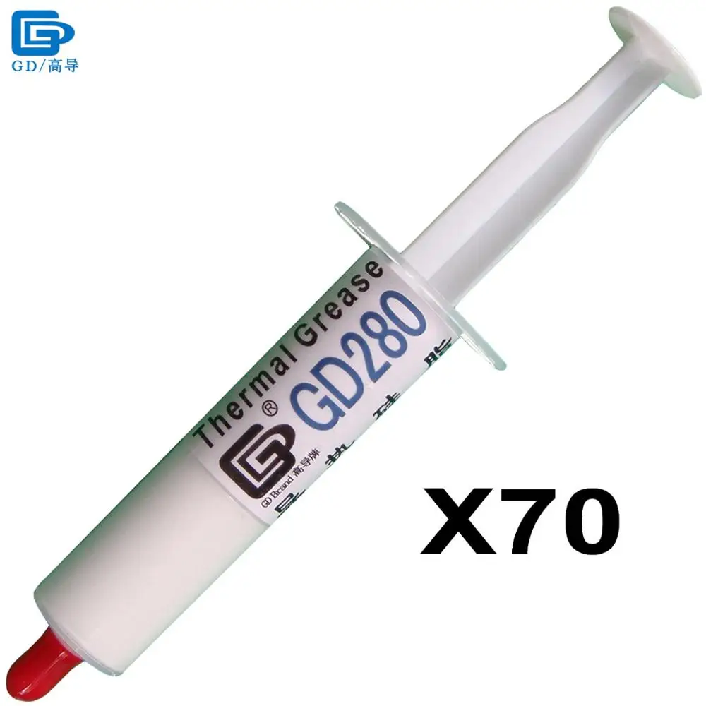 

GD280 Thermal Conductive Grease Paste Silicone Plaster Heat Sink Compound 70 Pieces Net Weight 15 Grams Syringe Packaging SY15