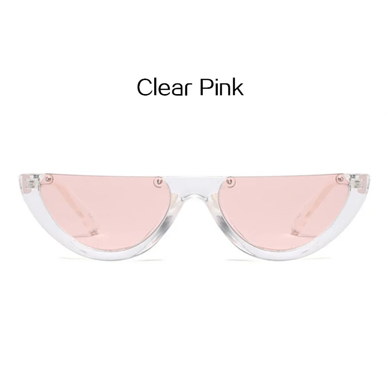 Калейдоскоп, очки, половинная оправа, солнцезащитные очки для женщин, маленькие, модные, кошачий глаз, солнцезащитные очки, желтые, розовые линзы, Glasess UV400 очки - Цвет линз: Clear Pink
