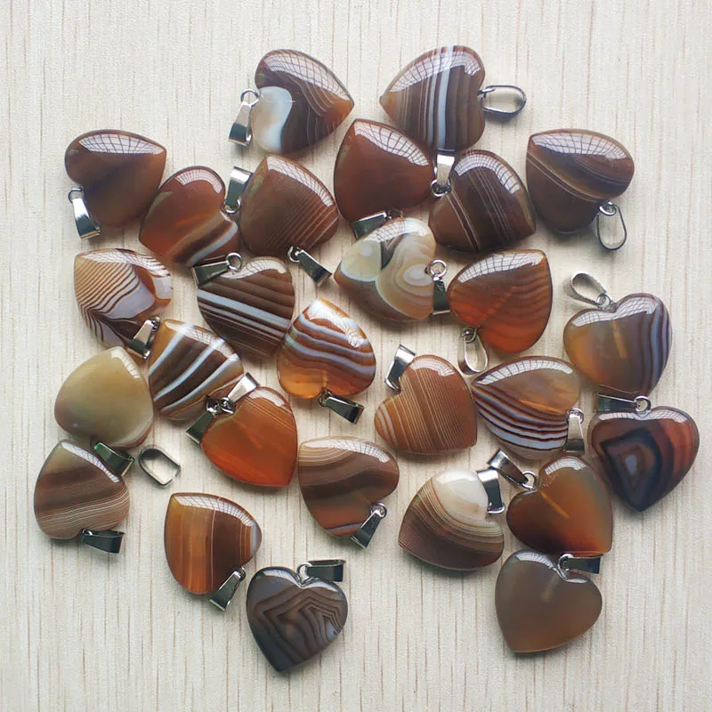 

Wholesale 36pcs/lot fashion good quality coffee stripe onyx heart shape charms pendants for jewelry making 20mm free shipping