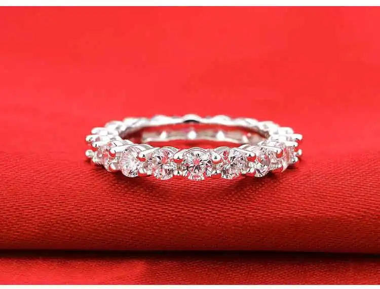 Твердые 925 пробы Серебряное кольцо Вечность кольцо anel aneis 3 мм циркон для свадебного подарка ювелирные изделия персонализированные LR1996S