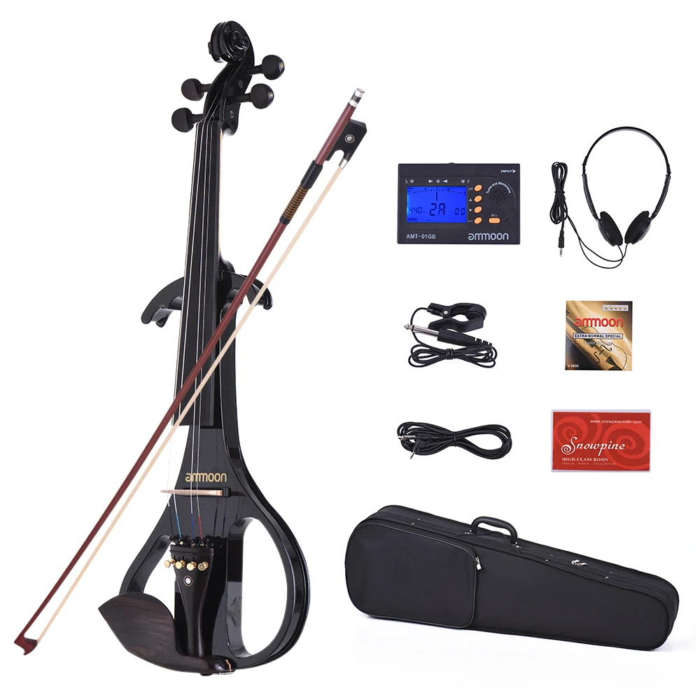 ammoon High Quality VE 209 4/4 Solid Wood Silent Electric Violin Fiddle