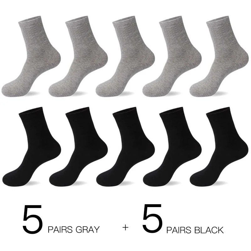 5Gray5Black HSS хорошее качество хлопка мужские носки хлопковые носки новые стили 10 пар / много черных бизнесменов носки дышит зимой п - Цвет: 5Gray5Black