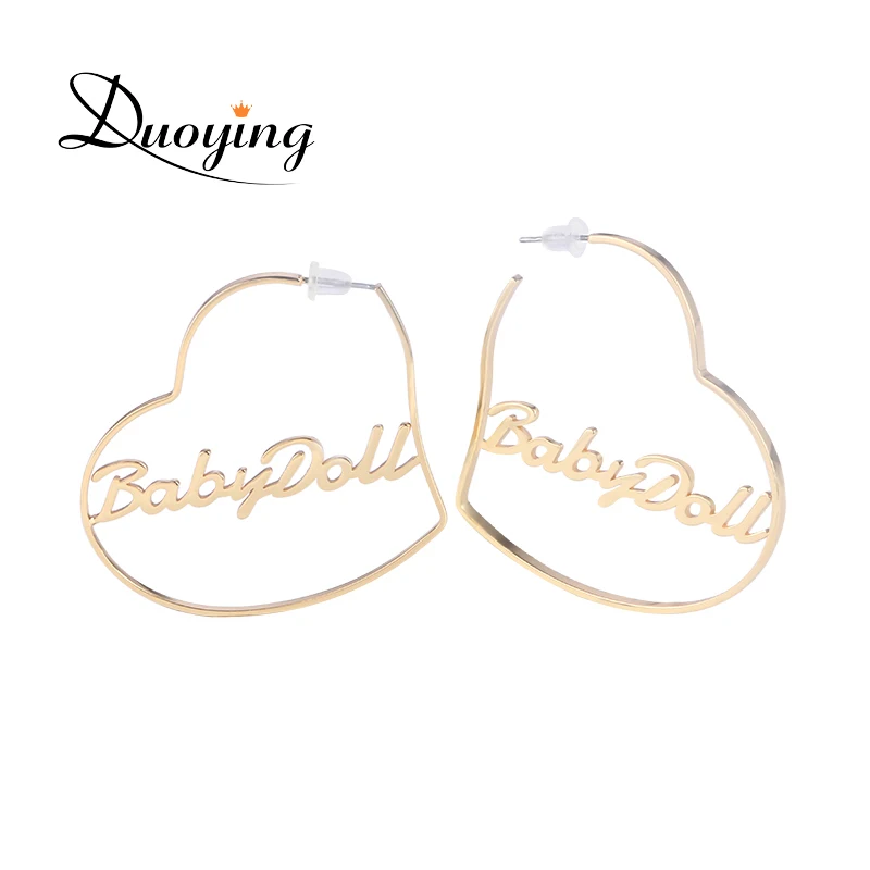 

Duoying Heart Hoop Earring Custom Gold Name Personalized Any Words Earrings for Women Boho Jewelry Earrings for Etsy BFF Gifts