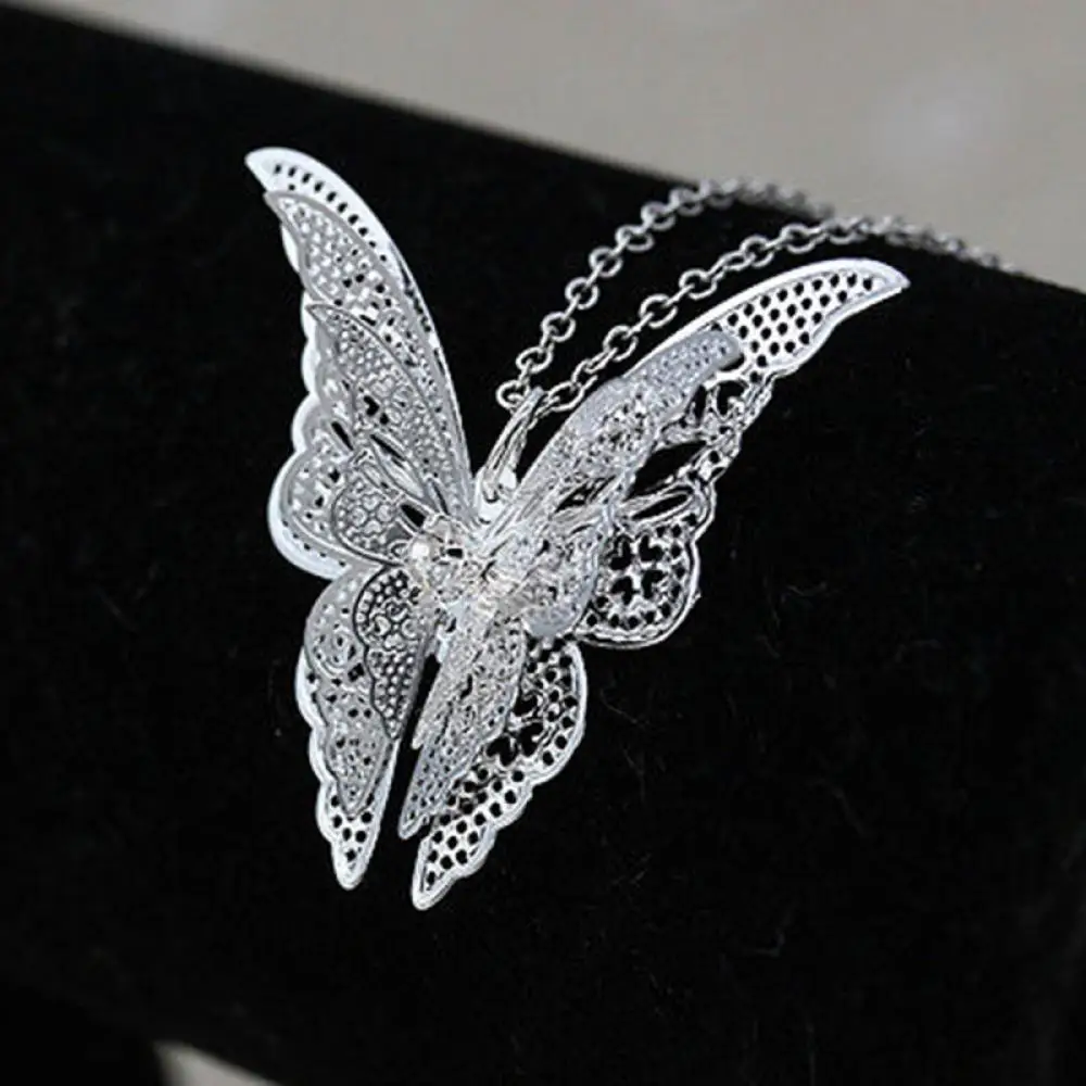 1 шт Изысканные женские Grls Модные посеребренные подвеска ожерелья в виде бабочки ювелирные аксессуары подарок для свадебной вечеринки(без цепочки