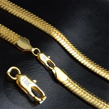 

Free shipping hot men's ornaments 50CM trend 18 K 9MM snake chain does not fade color protection necklace chain