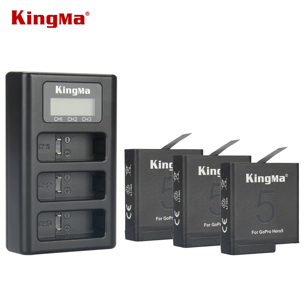 

KingMa 3pcs Batteries forGoPro Hero 5 GoPro Hero 6 Battery Batterie + Dual USB Charger For GoPro Hero5 6 Black Camera Gopro 2018