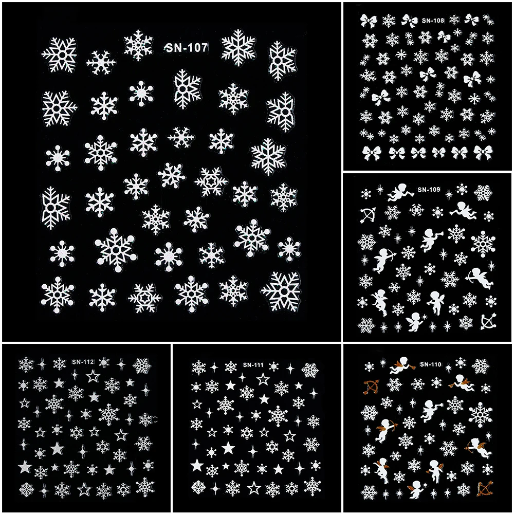 Christmas Theme Nail Sticker Xmas Santa Snowman Designs Nail Art DIY Craft Wraps Water Transfer Sticker New Year Nail Decal Gift
