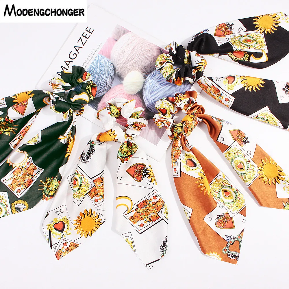 

For Women Elegant Floral Hair Scarf Elastic Hair Bands Bohemian Hairband Bow Ponytail Holder Scrunchie Hair Ties Accessories