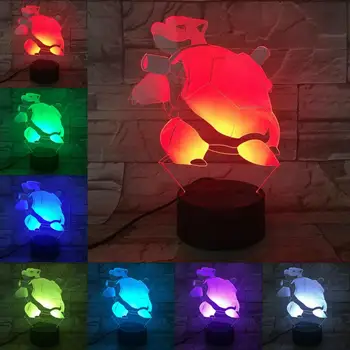 

Hot Sale Cartoon 3D Lamp Pokemon Game Figures Blastoise Night Light LED Bulb Multicolor Children's Gift Kid Toy Touch USB Props