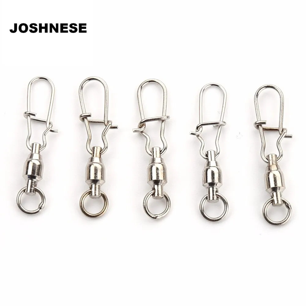 

5pcs/lot Fishing Hook Connector Swivels Interlock 2# 3# 4# 6# Ball Bearing Swivels Crane Duo Lock Snap Trolling Rigging