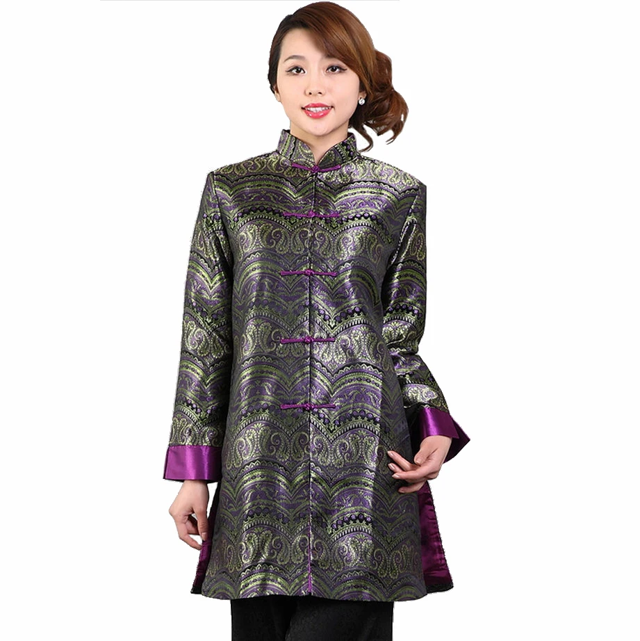 Fashionable Black Female Autumn Long Jacket Women Silk Satin Coat