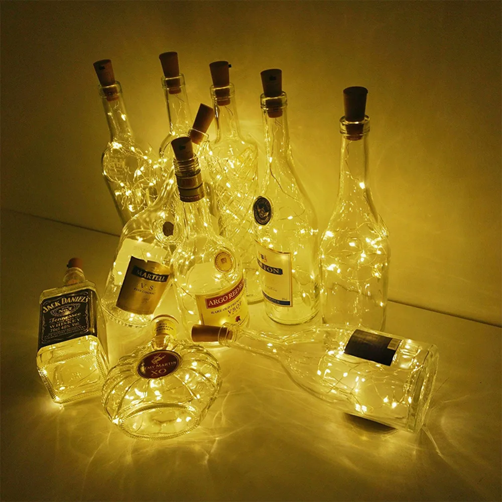US 2m Cork Shaped 20 LED Night Light Starry Lights Wine Bottle Lamp 