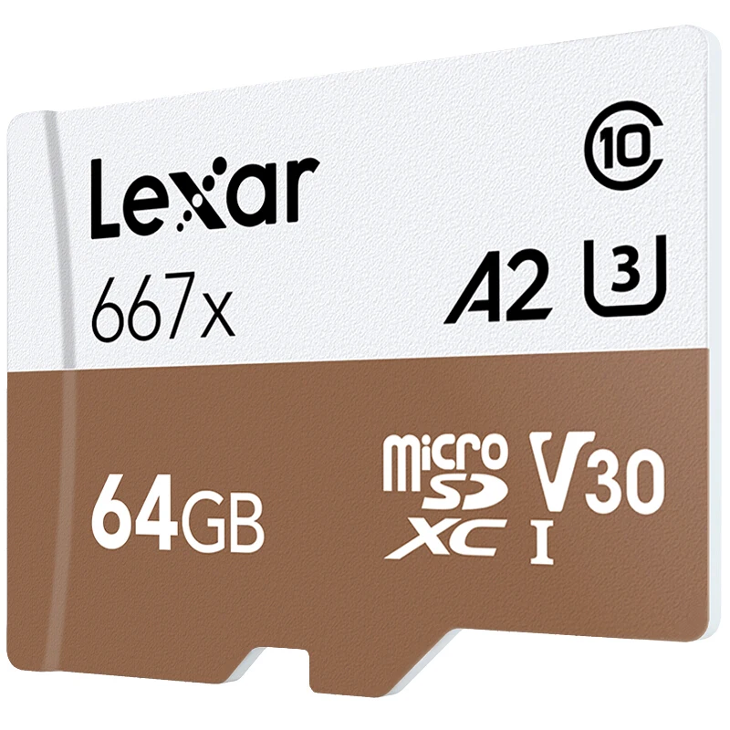 Lexar Tarjeta 667x Micro SDXC UHS-I с адаптером 64 GB 256GB 128 GB A2 U3 V30 Clase 10 1080 p HD 4 K 3D DEO