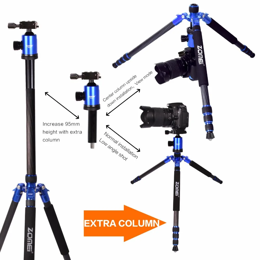 Zomei z888c z-818c углеродное волокно Портативный Профессиональный штатив монопод с шаровой головкой для DSLR камеры крепление штатива цифровых