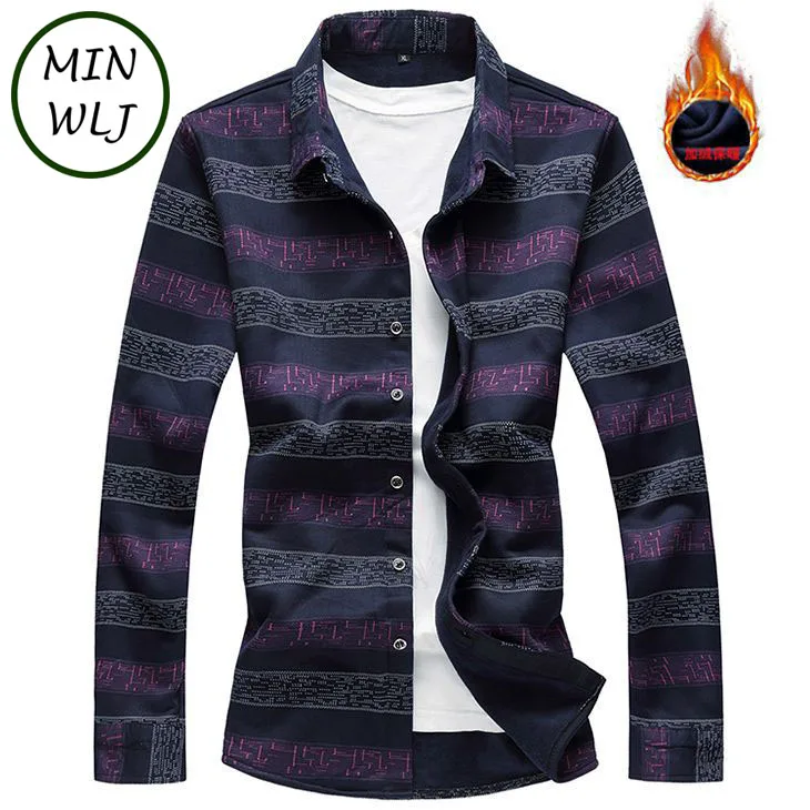 

MINWLJ Brand Plus Size 3XL 4XL 5XL 6XL 7XL Mens Thicken Winter Dress Fleece Liner Warm Shirts 51